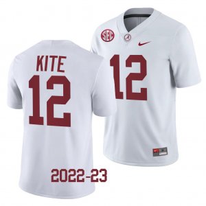 Men's Alabama Crimson Tide #12 Antonio Kite White 2022-23 NCAA College Football Jersey 2403KNXV3